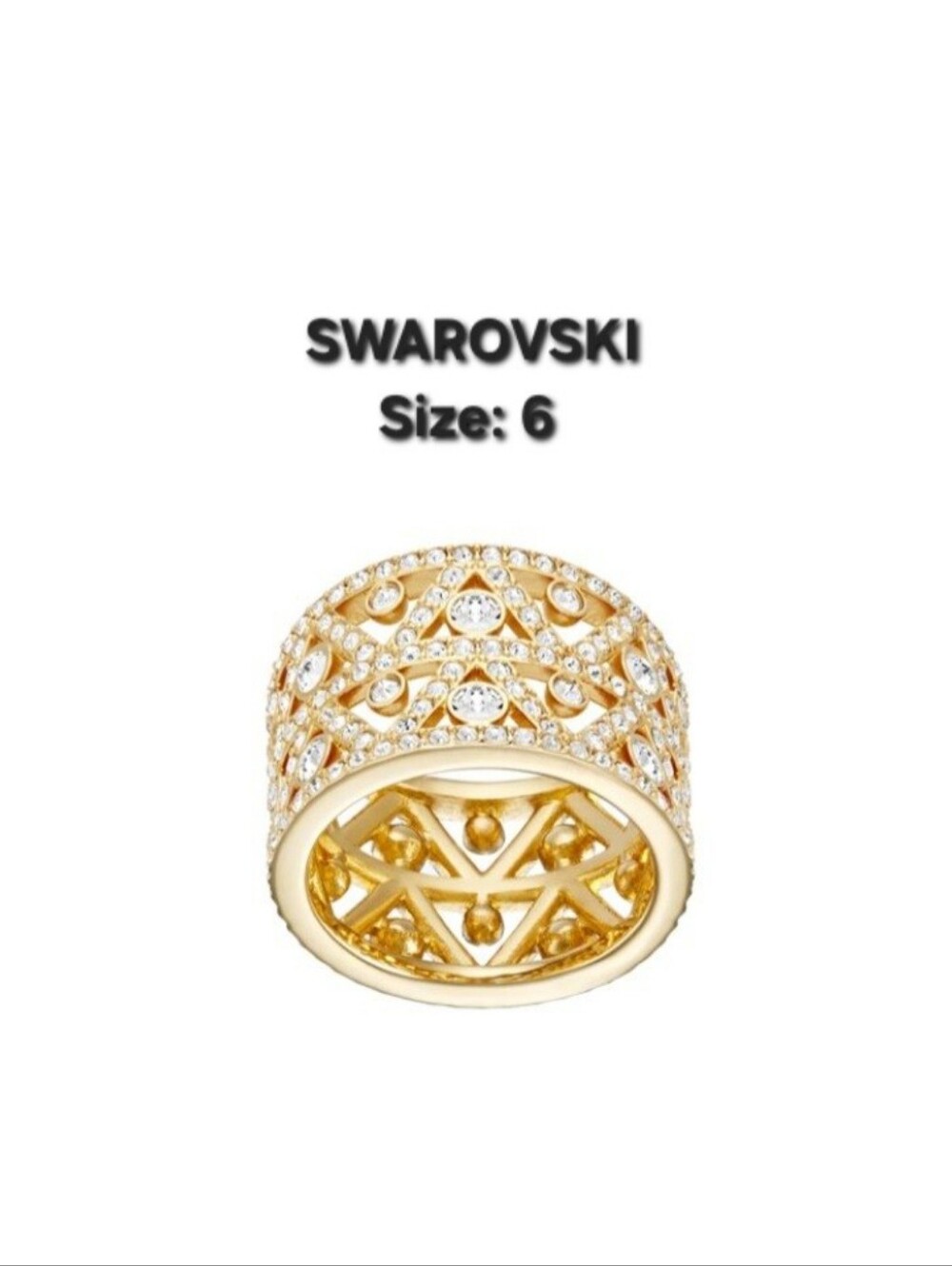 Swarovski Dazzling Ring Gold Tone Lattice Swarovski Crystals Ring Sz 54 (61/4)
